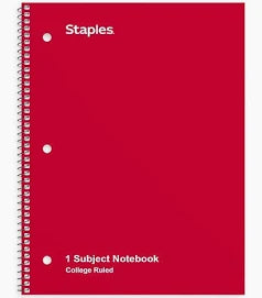 Staples College Ruled Notebooks